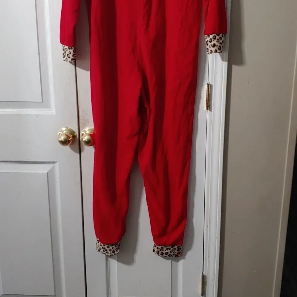 Disney Minnie Mouse Hoodie Leopard One Piece Pajama Onsie SZ M - Picture 7 of 9